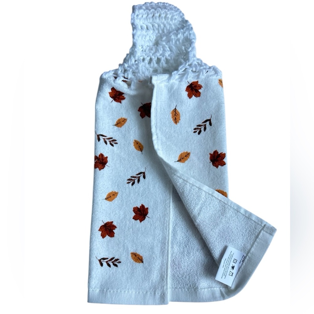 HAND CRAFTED Colorful Fall Pumpkins Crochet Top Hanging Kitchen Hand Towel - Picture 5 of 9